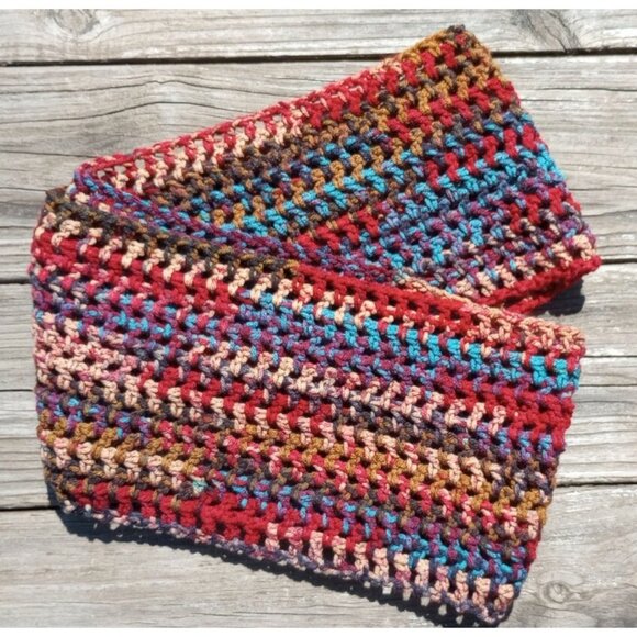 Men's Hipster Infinity Scarf Cowl Handmade Dakota Camo Brown Red Blue Boho OS - Picture 5 of 8